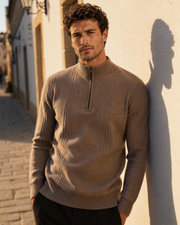 100% Cashmere Ribbed Half Zip