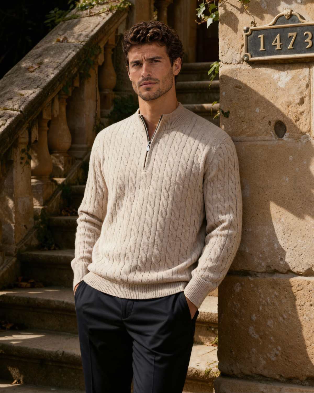 100% Cashmere Woven Half Zip
