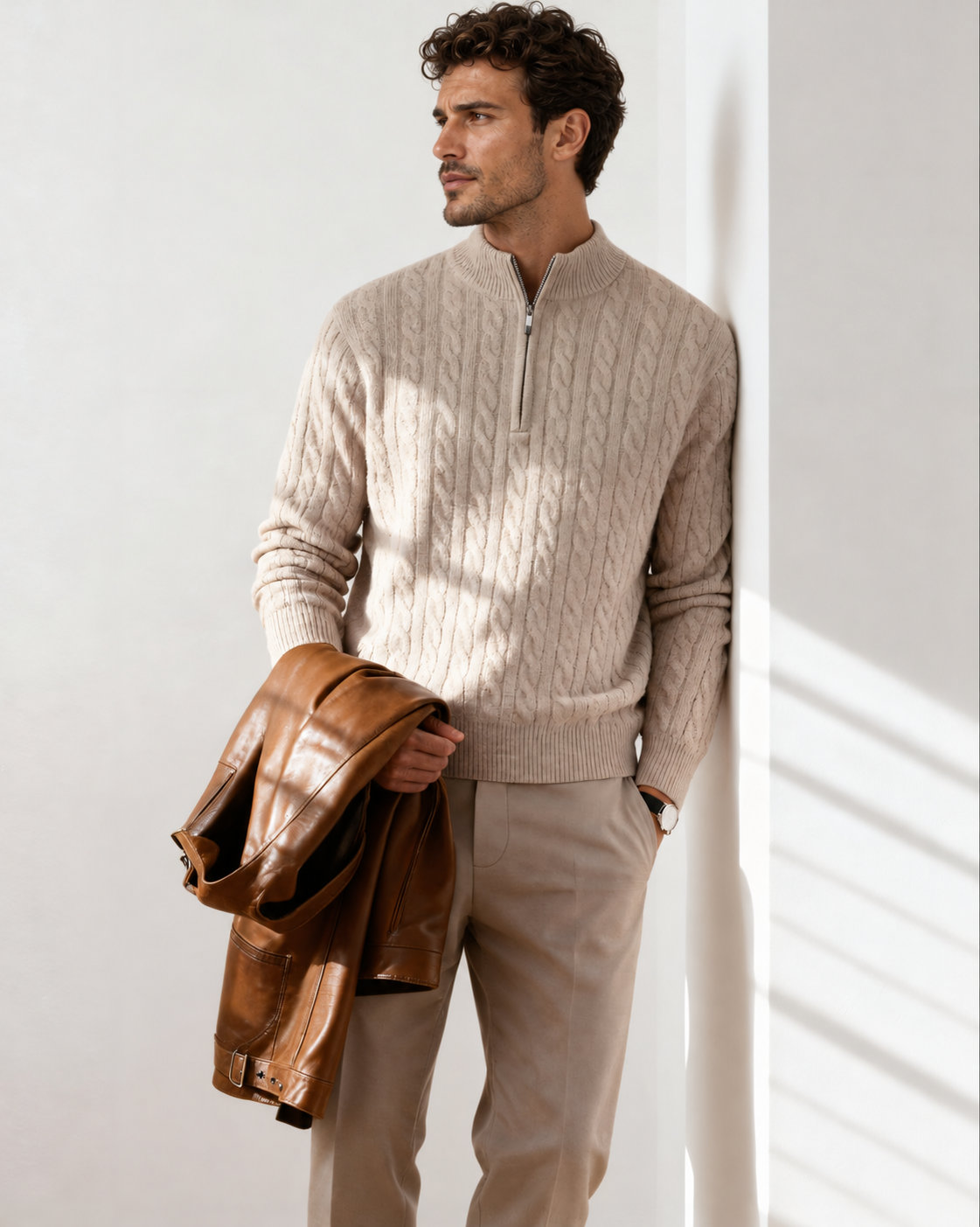 100% Cashmere Woven Half Zip