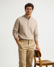 100% Cashmere Woven Half Zip