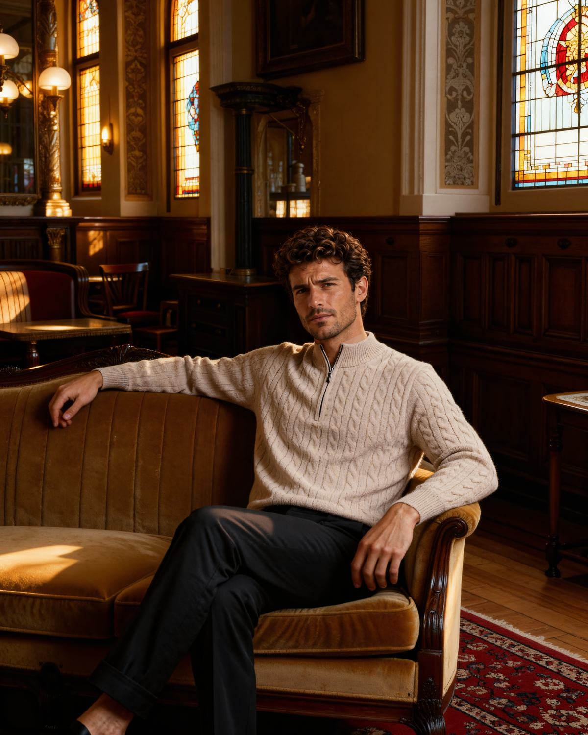 100% Cashmere Woven Half Zip