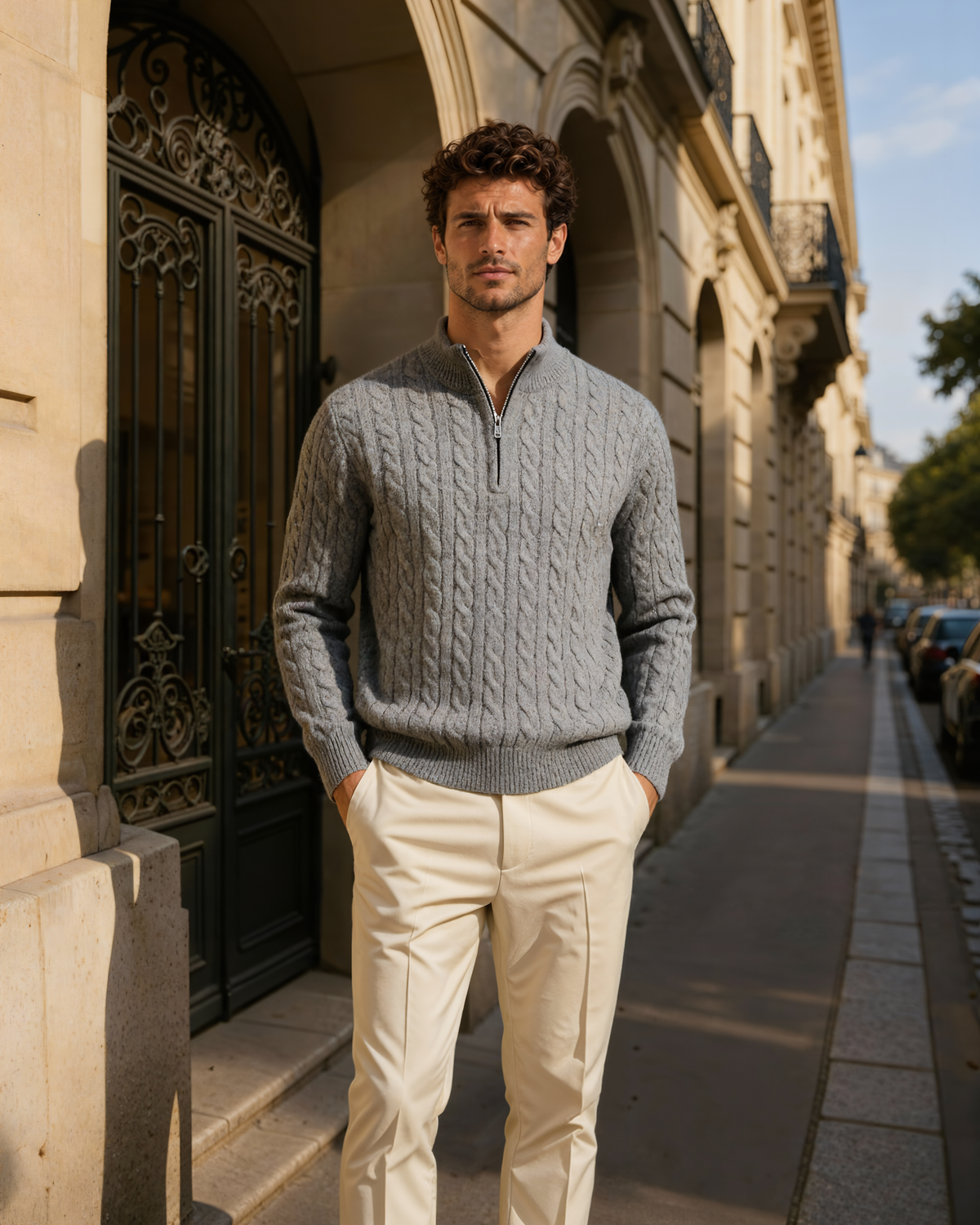 100% Cashmere Woven Half Zip