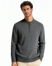 100% Cashmere Ribbed Half Zip
