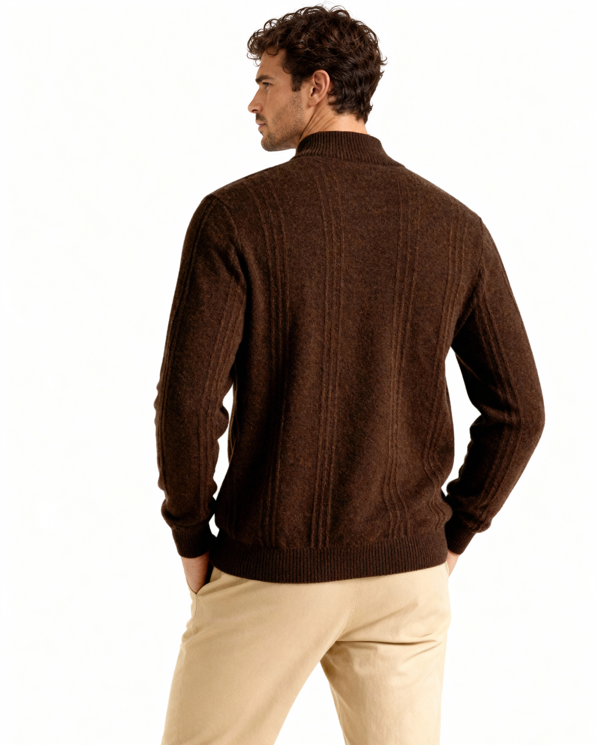 100% Cashmere Ribbed Half Zip