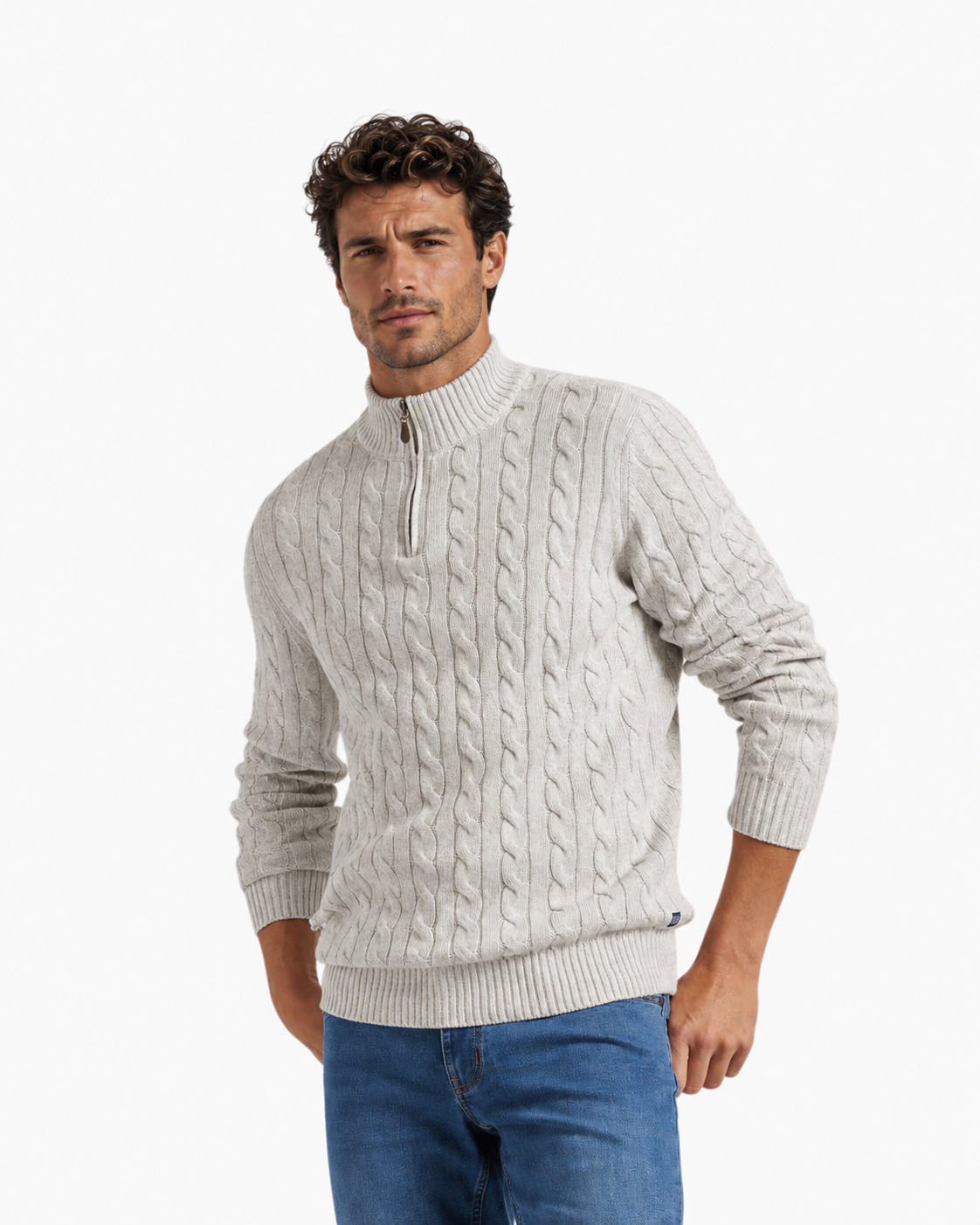 Verbier Half Zip Sweater shown on our model